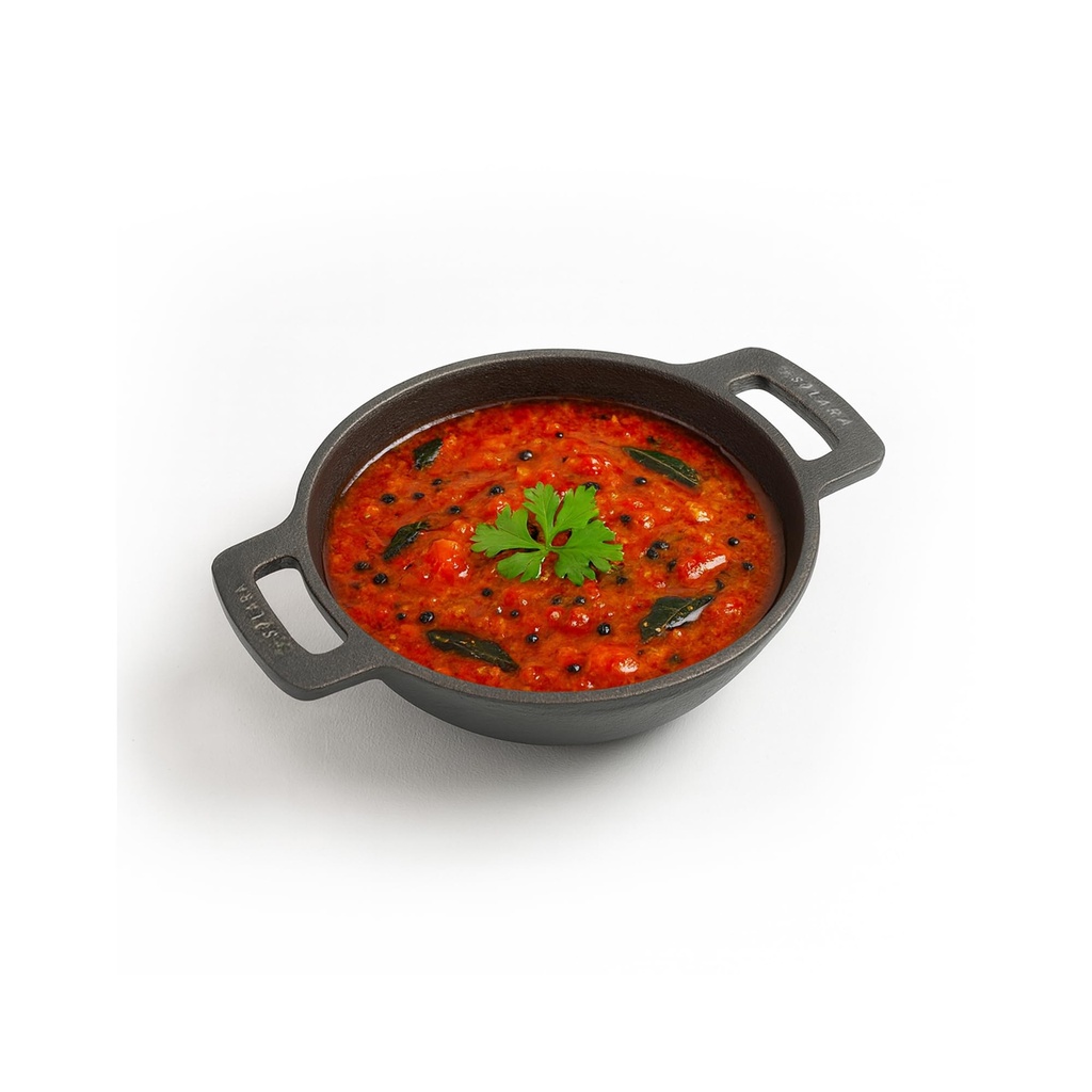 SOLARA Pre Seasoned Cast Iron Kadhai 7 Inch(17 CM), Ready to Use Deep Frying Kadhai, Naturally Nonstick Cast Iron Kadai with Flat Handles, 1 LTR, 100% Pure and Toxin-Free, No Chemical Coating