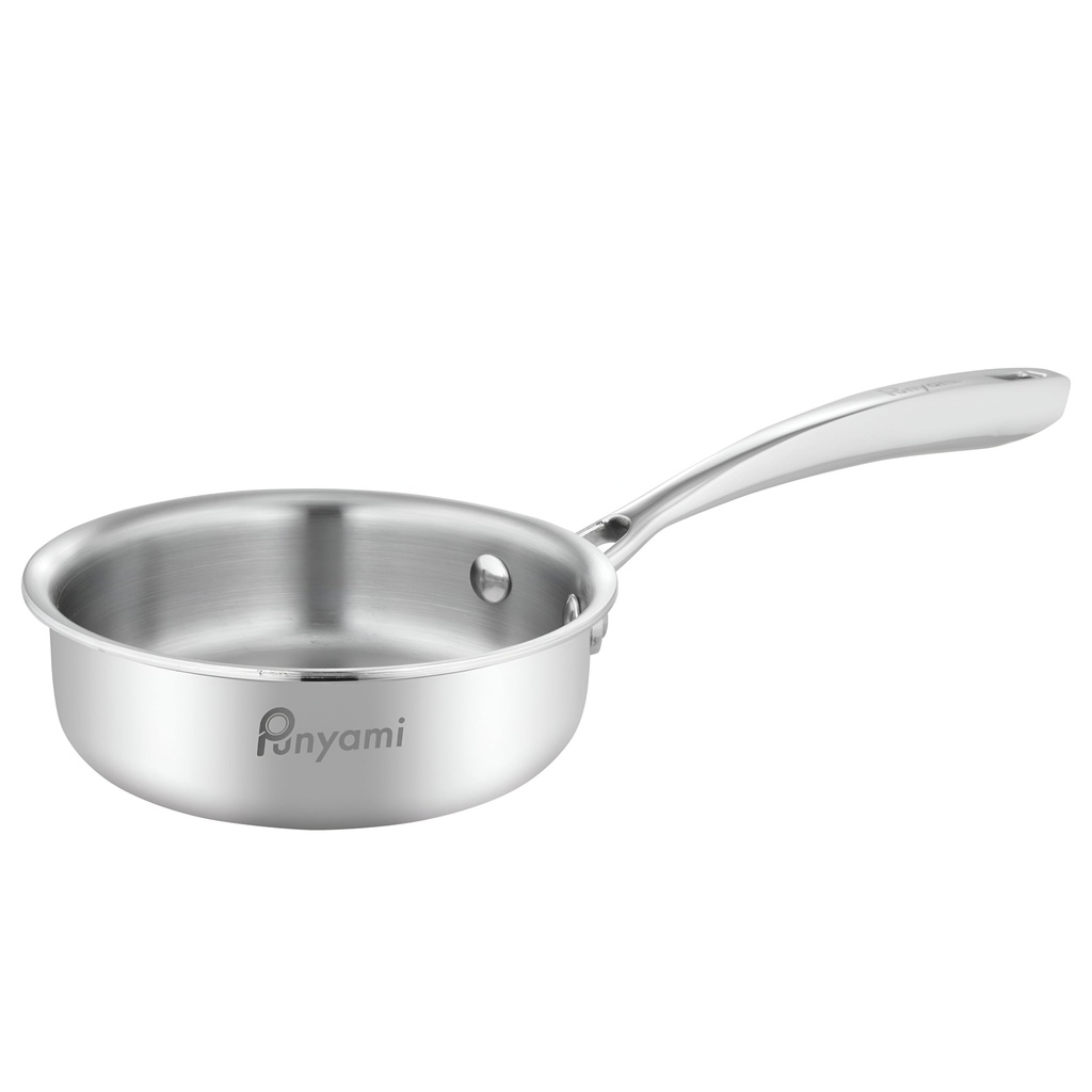 Triply Stainless Steel Tadka Pan (0.6L, 13cm) with Innovative Stay-Cool Handle, 2.5mm Thick Heavy Bottom Milk Pan & Tadka Pan, No Chemical Coating, Induction Friendly Cookware, 5 Year Warranty