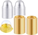 Clear Plastic Mini Cupcake Container, 50 Piece Mooncake Boxes Cupcake Container Cupcake Muffin Pod Dome Muffin Container Cupcake Boxes for Wedding Birthday Party (Gold)