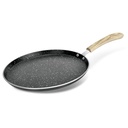 BERGNER Bellini Plus Aura 5-Layer Non-Stick 30 cm Dosa Tawa, Soft Touch Wooden Finish Handle, Food Safe, PFOA Free, Even Heat Distribution, 4mm Thickness, Induction Bottom, 1-Year Warranty, Black
