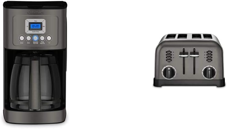 Cuisinart DCC-3200BKSP1 Perfectemp, 14 Cup Progammable with Glass Carafe Coffee Maker, Black Stainless Steel & CPT-180BKS Classic 4-Slice Toaster, Black/Stainless Steel