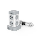 Goldmedal Turbomax 8+4 Power Strip | 8 Universal Sockets with Safety Shutter | 3A-USB & 1 USB-C Port | Master Switch with Indicator | 2-Meter Extension Cord for Home & Office | (White)