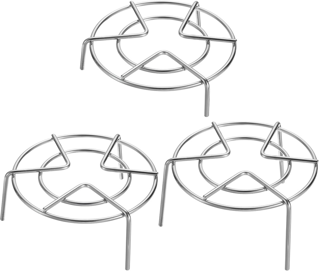 uxcell 3pcs Steam Rack 5.1" Dia Stainless Steel Trivets Steaming Steamer Rack Basket for Pots, Electric Pressure Cooker, Pan, Silver (1.2"/2"/2.8" Tall)