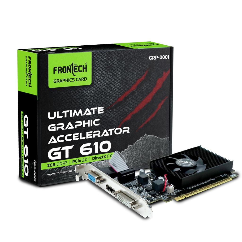 FRONTECH GT610-2GD3 Graphics Card with 2 GB DDR3 64 BIts PCI Express RAM, Quality Gaming Graphics Card, Single Cooling Fan, 3 Years Warranty (GRP-0001, Black)