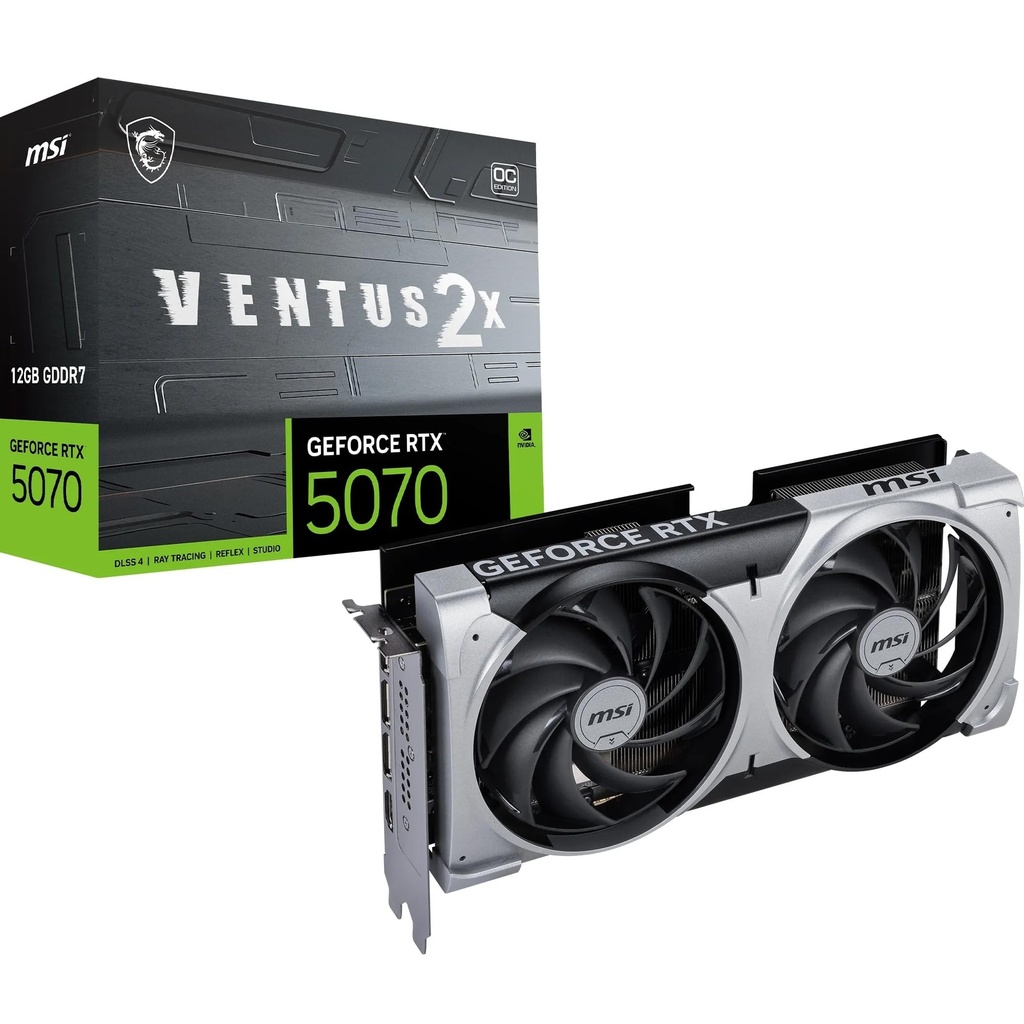MSI GeForce RTX 5070 12G Ventus 2X OC Graphic Card - NVIDIA GeForce RTX 5070 GPU, 12GB GDDR7 192-bit Memory, 28 Gbps, PCI Express Gen 5 Interface, Upto 2542 MHz, TORX Fan 5.0