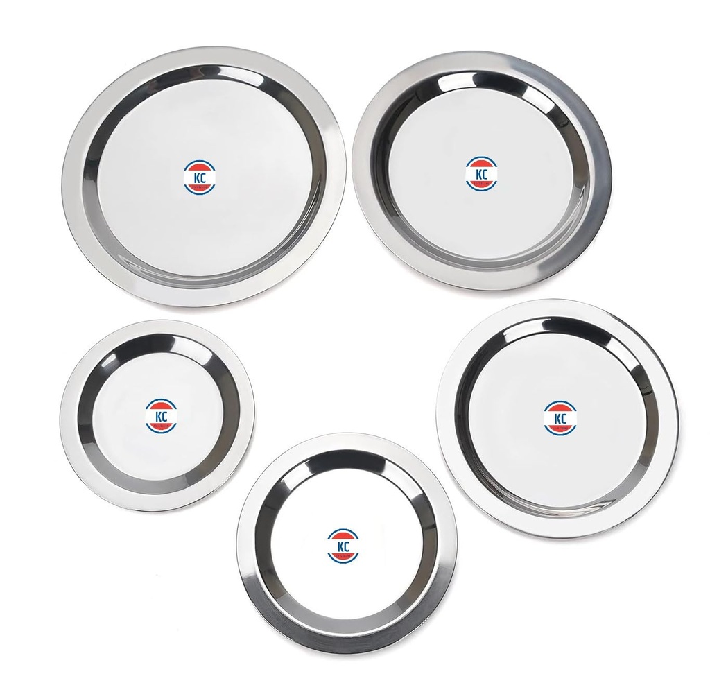 KC Stainless Steel Heavy Gauge Ciba/Lids/Tope/Cheeba Cover Set of 5 Pcs (14.5cm, 15.5cm, 16.5cm, 18.0cm, 19.0cm), Silver