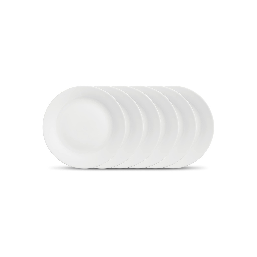 La Opala, Ivory Collection, Opal Glass Quarter Plate Set 6 pcs, Plainware, White
