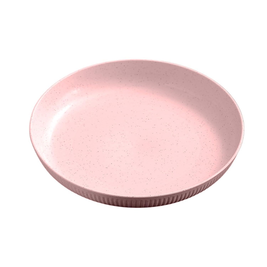Wheat Straw Dinner Plate Set, Eco-Friendly Dinner Set Round Serving Plate, Dishwasher & Microwave Safe - Perfect for Dinner Dishes Deep Plates Easy to Clean (Pink, Medium)