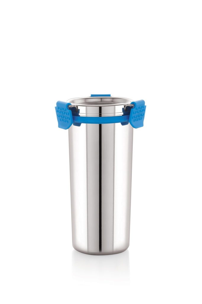 STEELLOCK Stainless Steel Tumbler/Glass, Leak-Proof with All-Steel Clip Lock Lid, Extra Clamp, Silicone Ring Seal, Zero Plastic Contact, Ideal for Office, Gym, Travel (450ml)