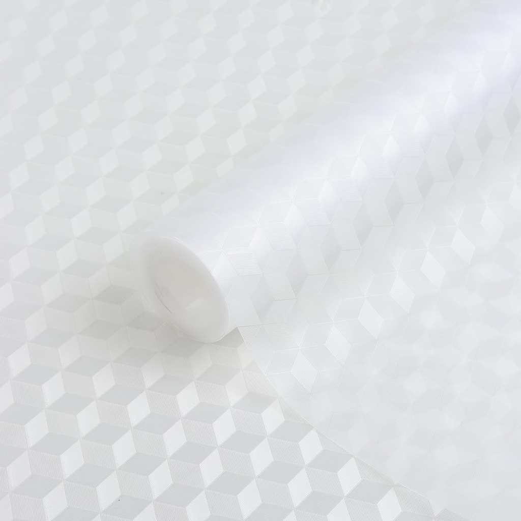 Niwlix (45 cm x 3 M Roll) Anti Slip Kitchen Cabinet Drawer Shelf Mat Liner Sheets Floral Shelf Liners for Kitchen Shelves, Cupboard Sheets,Fridge Mats, Super Strong EVA, Water Resistant (White)