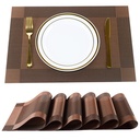 P-Plus International Placemats Place Mats for Kitchen Dining Table, Heat-Resistant StainAnti-Skid Washable PVC Table Mats,Vinyl Dinner Mats (Brown, 6 Pack)