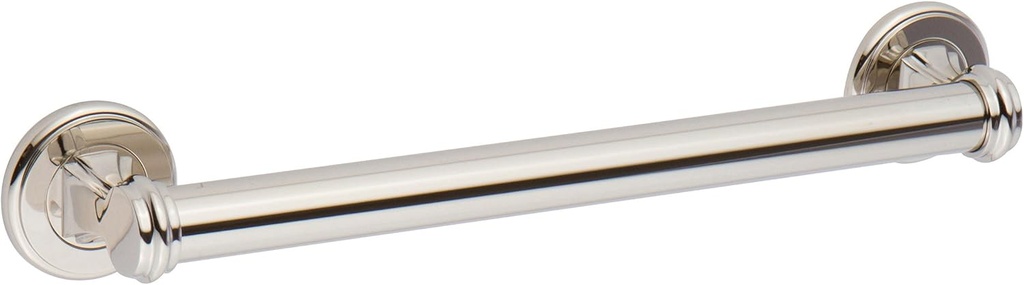 Ginger Grab Bar for Bathroom (12-Inch) Solid Brass Safety Bathtub and Shower Handle for Seniors, Polished Nickel