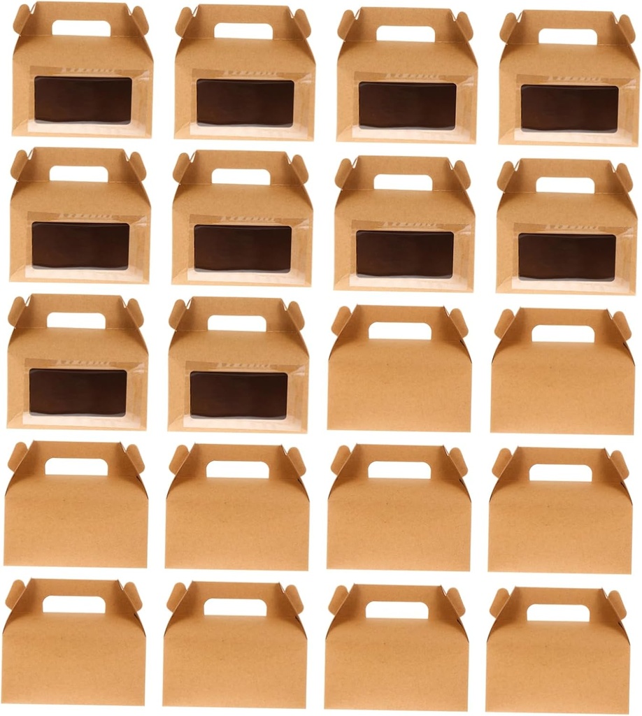 OUNONA Strong Kraft Paper Cake Boxes 20pcs Portable Dessert Carrier Bakery Boxes Food Packing Box for Sale