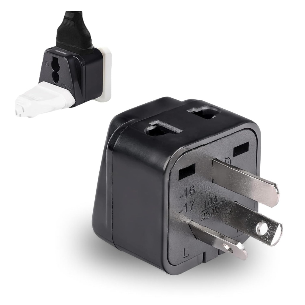 Orei India to Australia Plug, New Zealand & China & More - Type I - 2 in 1 - Perfect for Laptop, Camera USB Charger and More - Ce Certified - Rohs Compliant - Black - 5 Years Warranty