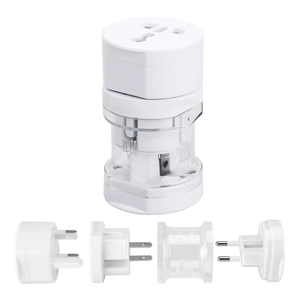HUMBLE Universal Travel Adapter - International Multipurpose All-in-One Solution for US, AUS, UK, EU, NZ, Europe, North/South America & 150+ Countries (Round) (White)