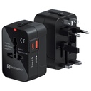Portronics Juicemate Universal Travel Adapter with 20W Type C PD & 18W USB-A Output Port, All in One International Travel Fast Charging Adapter, Suitable for 200+ Countries US,UK,EU,AUS,Etc(Black)