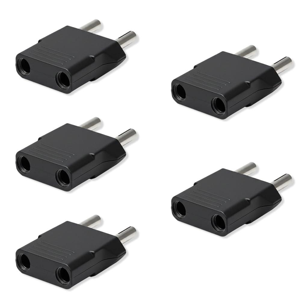 MX World Conversion Europe to India Plug Adapter Type D | Moulded Round 2 Pin to Round 4mm Indian Plug Converter | Universal Travel Power Adapter for Imported Electronics | Pack of 5