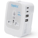 Ceptics Universal Charger Adapter, 5 in 1 Universal Travel Adapter with Type C, 17W Universal Travel Adapter All in One, Universal Travel Essentials with 2 USB A, 2 USB-C 3.4A Universal Adaptor, White