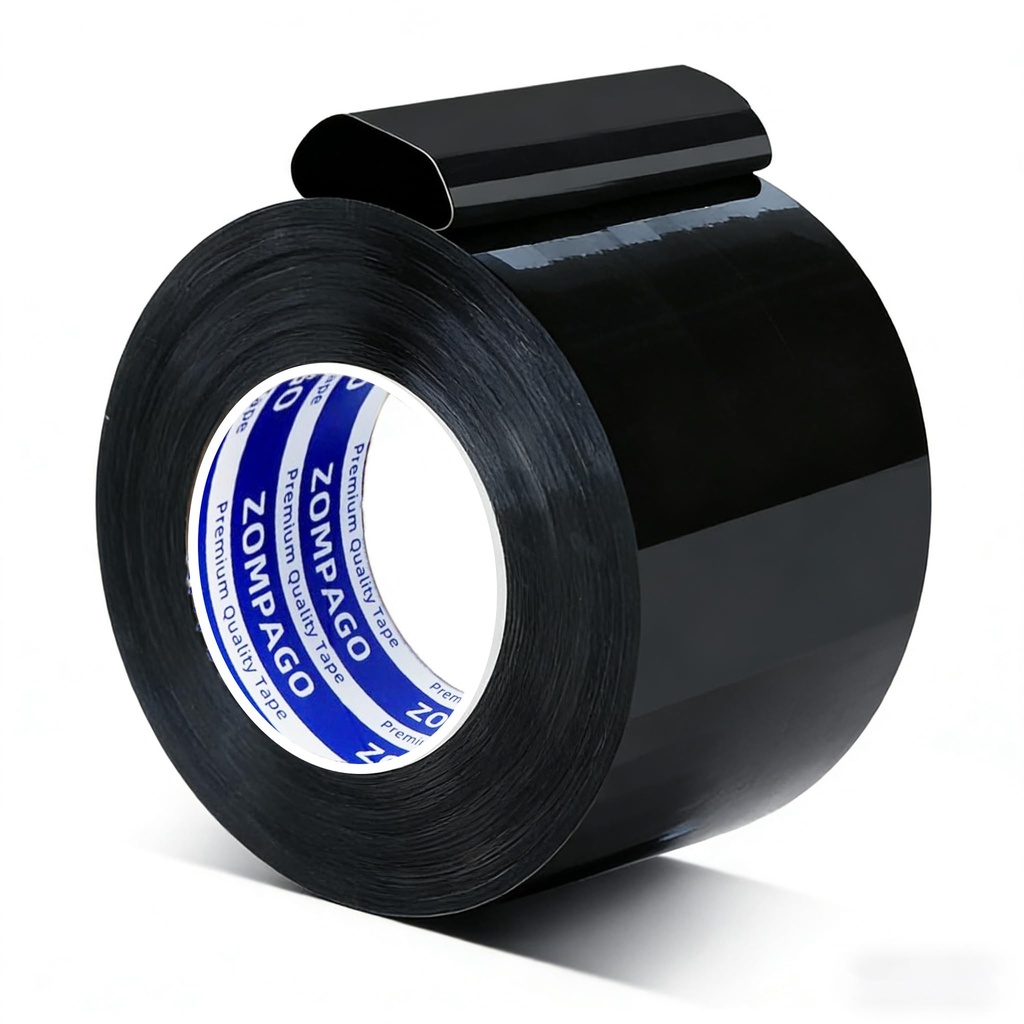 ZOMPAGO Heavy Duty Waterproof Duct Tape Repair Works Black,3.2in x 66FT