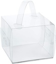 50pcs 5X5X5 In Clear Bakery Boxes with Handles, Mini Transparent 5in Cake Boxes, PET Cake Carrier with Lid for Birthday Party