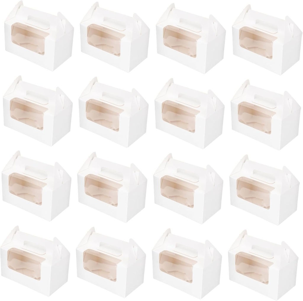 Muffin Cupcake Box 16pcs Set Window Cupcake Containers Pastry Boxes Dessert Packing for Egg Tart Cakes Cookies