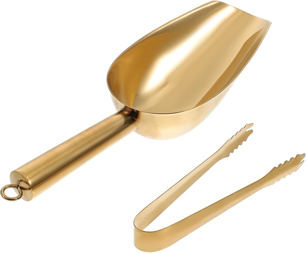 1Set Multi Function Stainless Steel Ice Scoop Tong Ergonomic Design for Ice Flour and Grain Comfortable Grip for Kitchen and Bar Use Heavy Duty Utility Tool