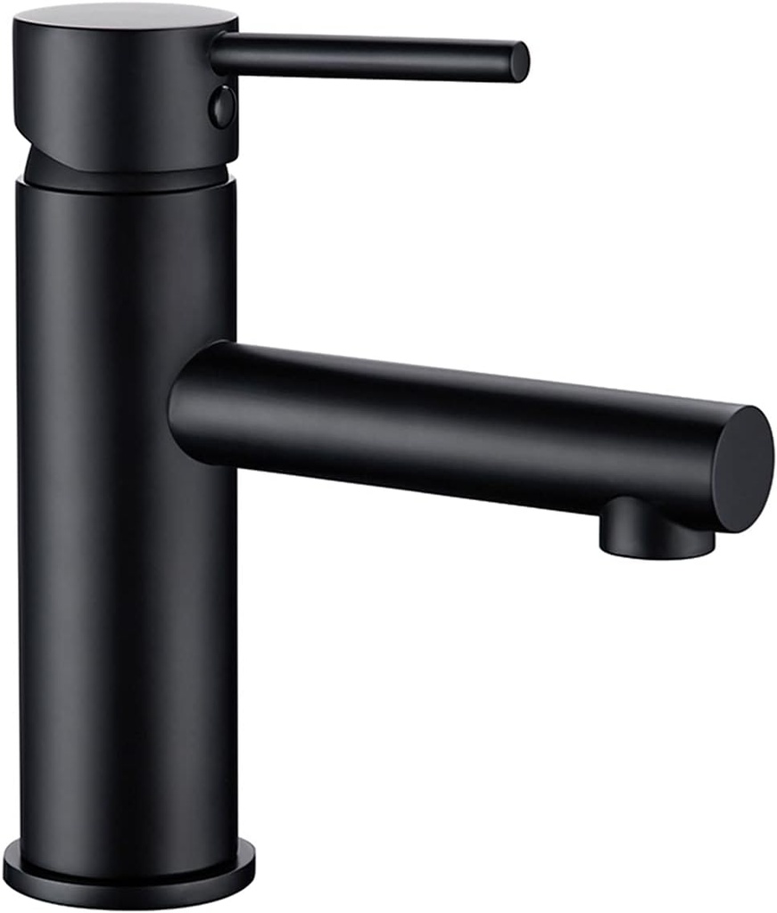 Bathroom Sink Faucet Brass Single Handle Basin Mixer Tap with Aerator Single Hole Sink Faucet Hot and Cold Water Bathroom Faucet Countertop Installation,Black(Black)