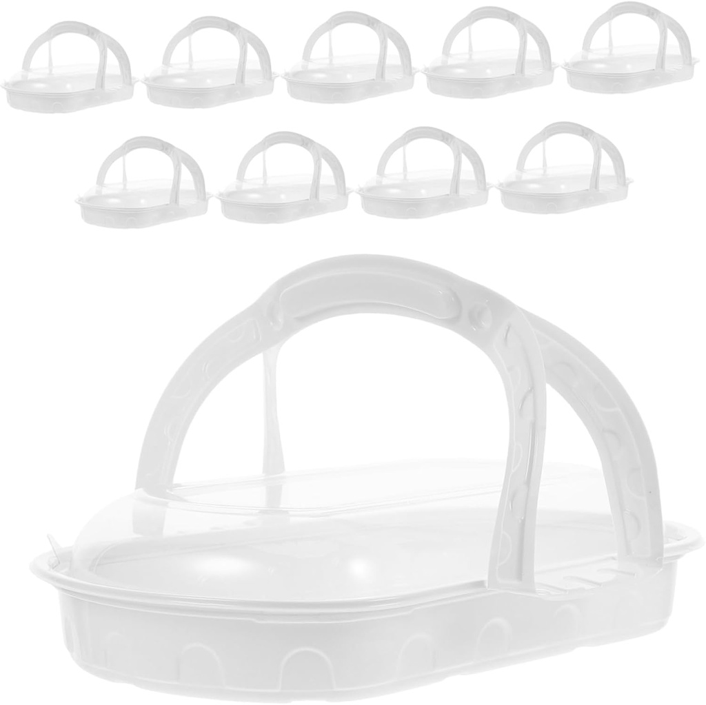 10pcs Portable Dessert Cake Carrier with Lid and Handle Lightweight Travel Storage for Picnics Camping and Afternoon Tea