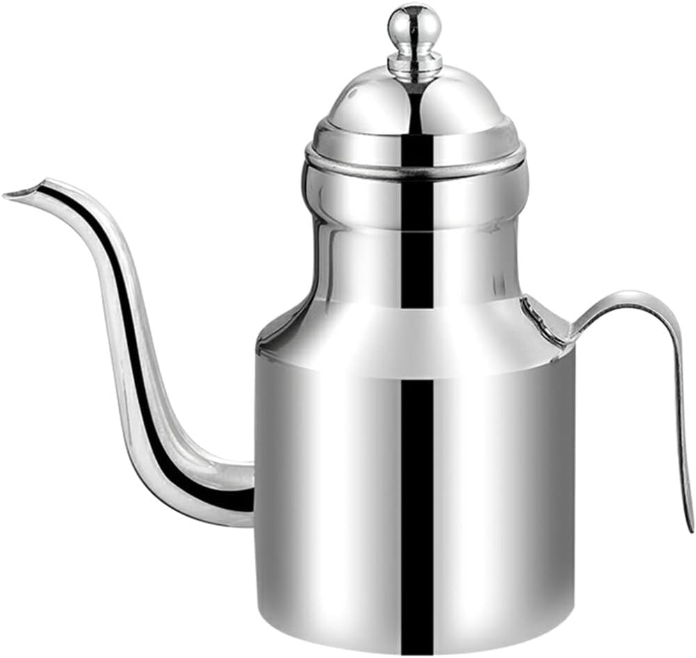 Stainless Steel Oil Pot Oil Dispenser Cruet Bacon Soy Sauce Bottle Ashtray Container Storage Pot Dispenser Pouring Kitchen Stuff Coffee Maker Gooseneck Can