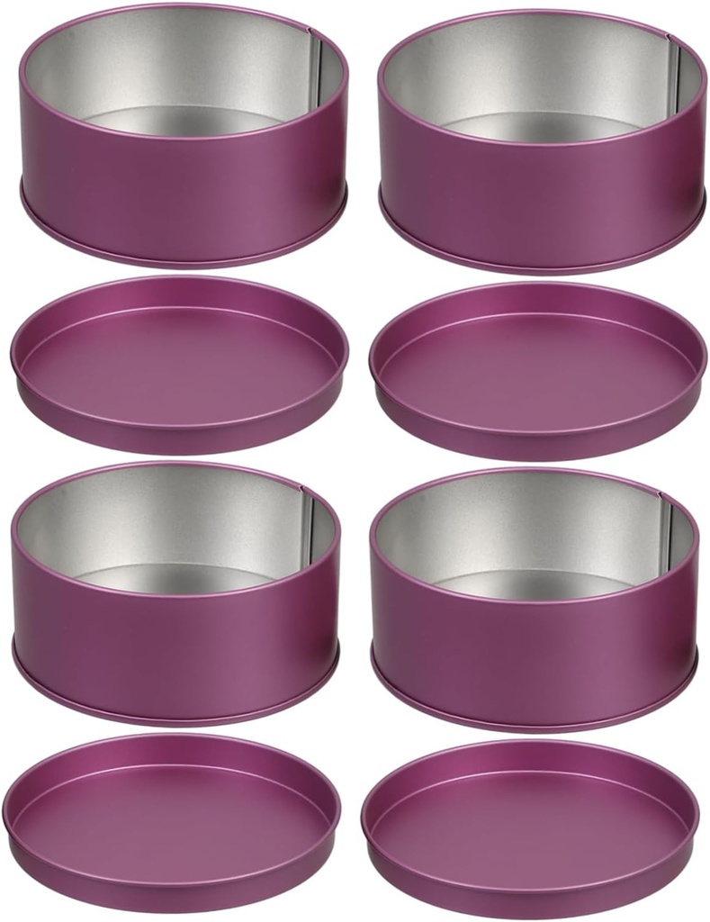 Cabilock 4pcs Purple Round Tin Containers with Lids for Cookies and Candies Metal Storage Box for Home and Office Organization Airtight Spice and Lip Balm Keeper