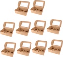 10pk Paper Cupcake Box Inserts 6 Cavities Windowed Containers for Cupcakes Bakery Cake Carriers