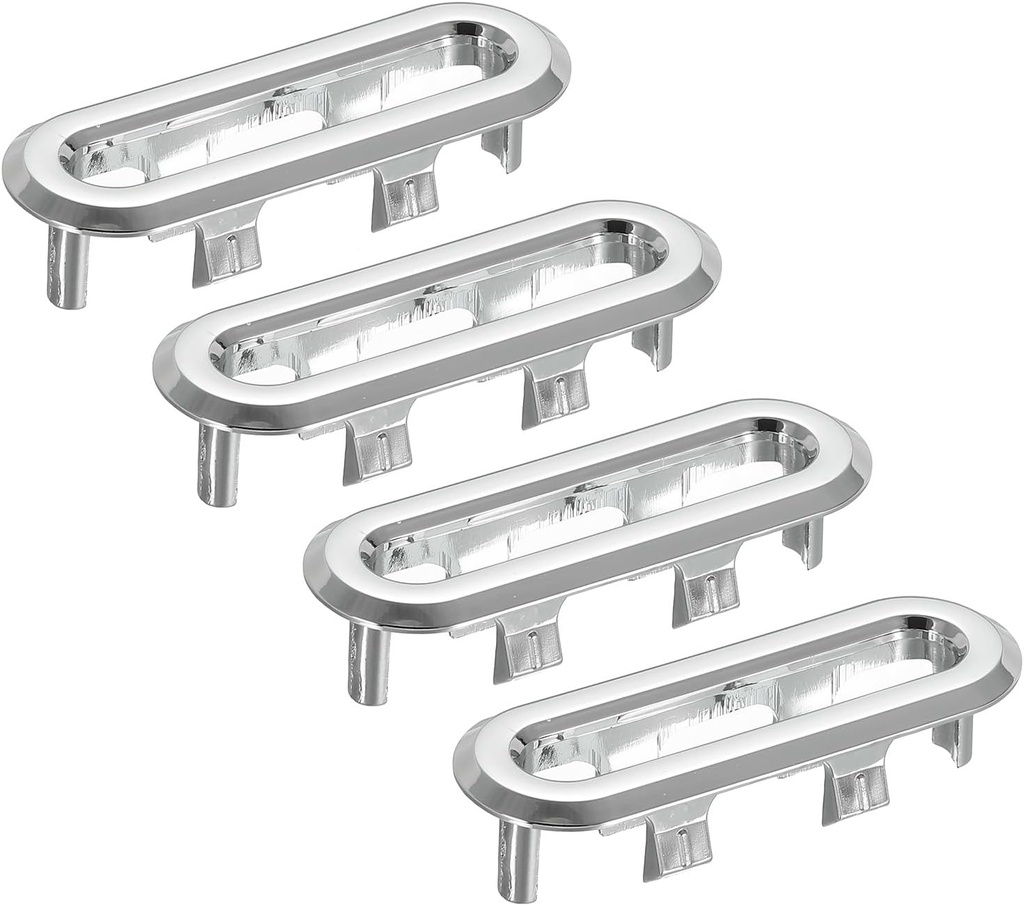 PATIKIL Sink Trim Overflow Cover, 4Pcs 2x0.7 Inch Oval Sink Overflow Rings Basin Drain Cover Hole Insert in Caps for Kitchen Bathroom, Silver