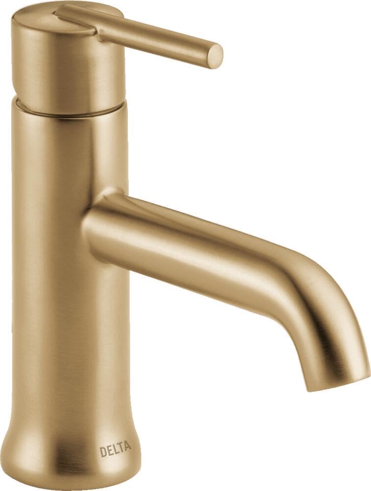 Delta Trinsic Brushed Gold Bathroom Faucet 1 Hole, Single Hole Bathroom Sink Faucet for Vanity, Metal Push-Pop Drain Assembly, Champagne Bronze 559LF-CZMPU