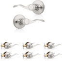 KNOBWELL 1 Pair Dummy Door Handle and 6 Pack Privacy Door Handle Wave Style Door Lever Brushed Nickel Interior Door Knob