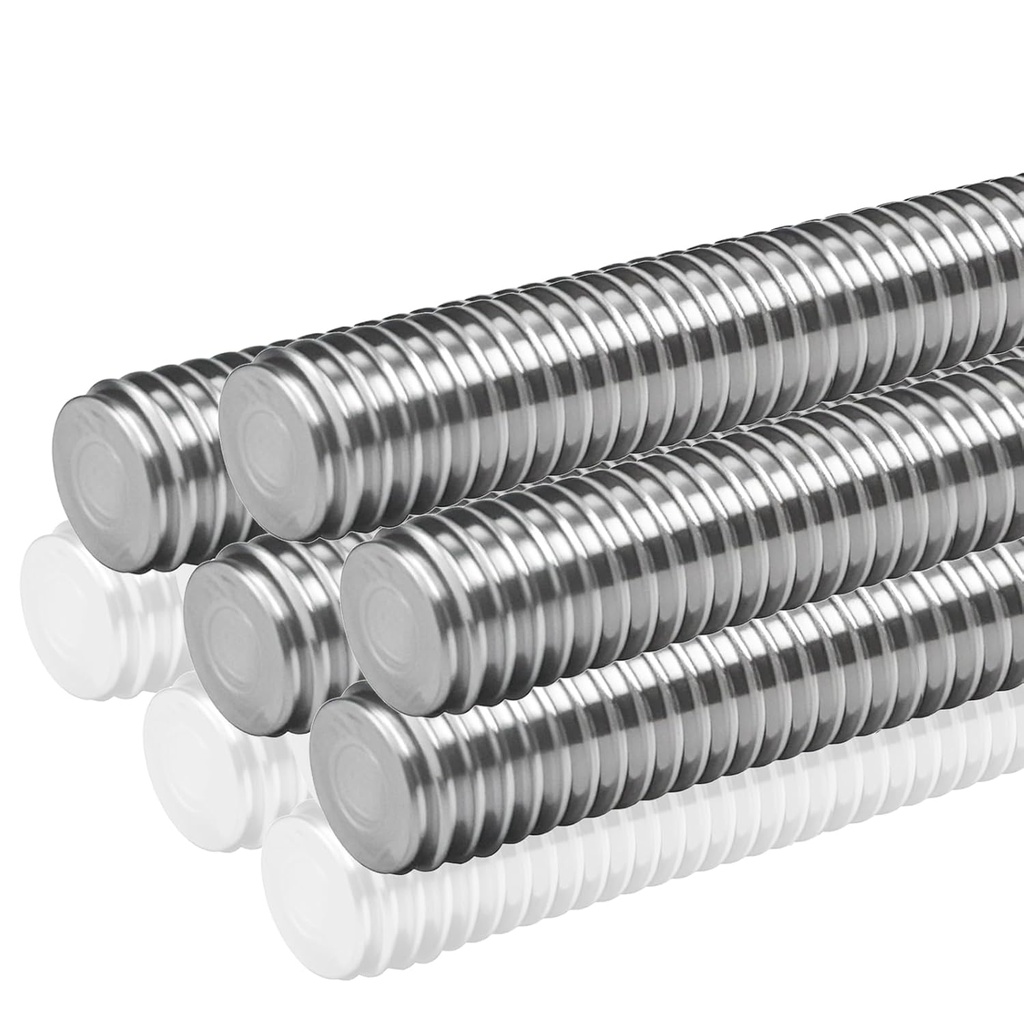 5 Pcs M6-1.0 Fully Threaded Rods 304 Stainless Steel Threads Studs Rods Long Threaded Screw Right Hand Threads, 250mm Length