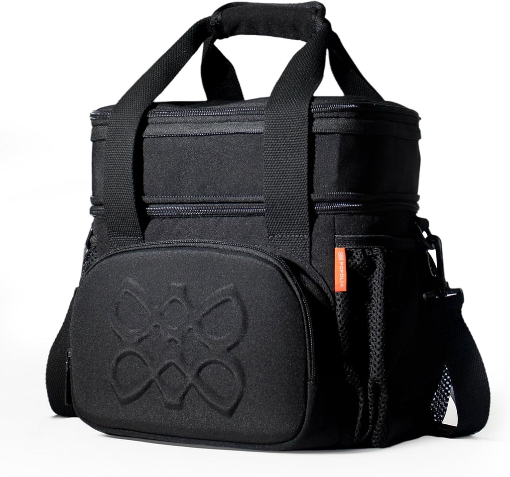 Dual Compartment Lunch Bag, 12L Insulated Leakproof Lunch Box, 13 Cans Capacity (Black)