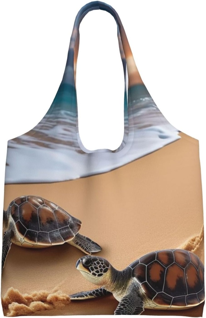 Turtles on the beach Canvas Tote Bag Reusable Grocery Bags Shopping Bags Large Canvas Bags with Handles