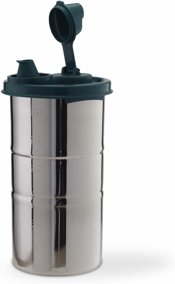 Signoraware Easy Flow Stainless Steel Oil dispenser Bottle with Lid and Cap, Air-Tight Spill-Proof, Food Grade Pourer Drizzler 650 ml (Forest Green) Set of 1