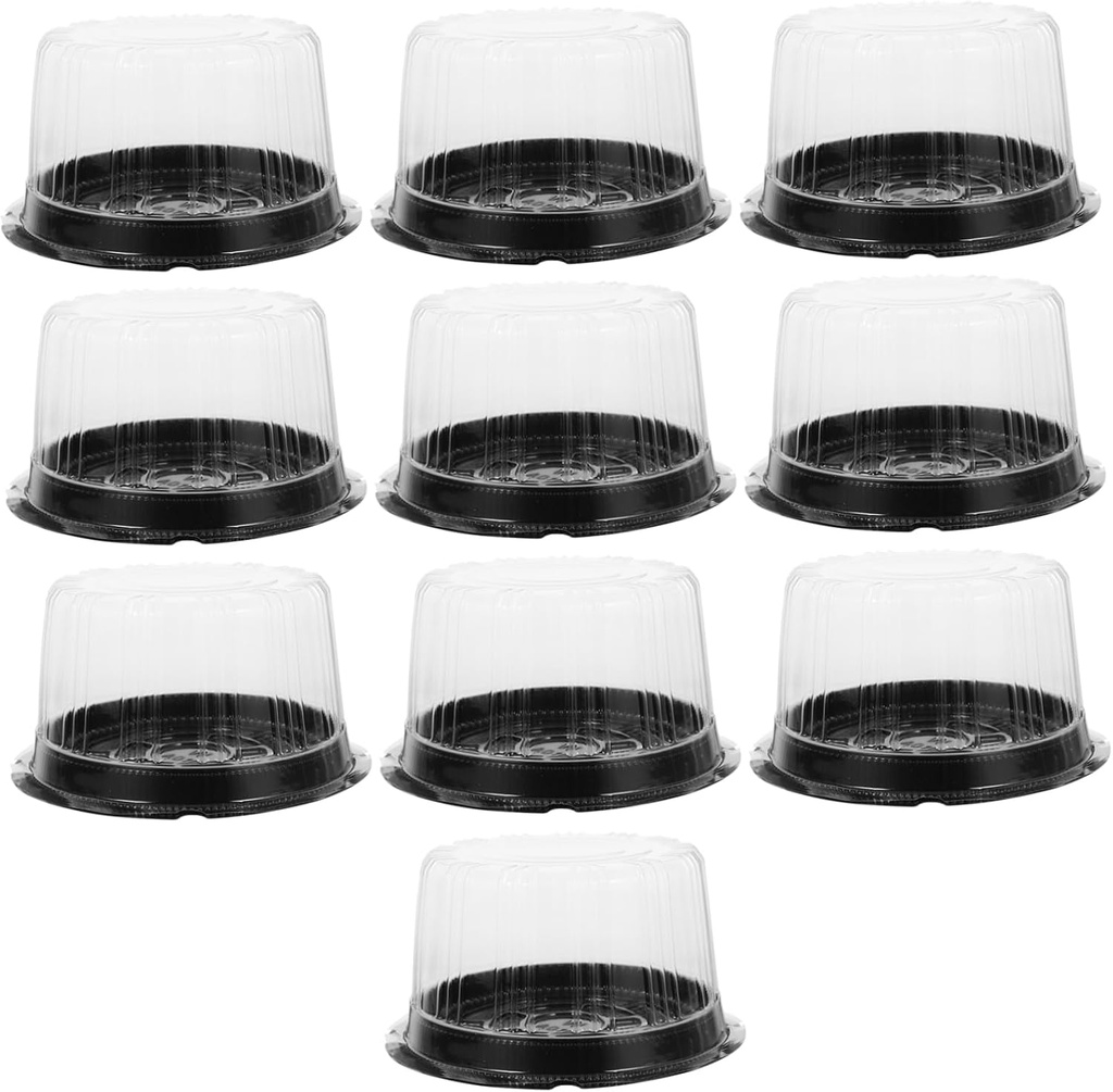 PRETYZOOM Disposable Cake Containers Lid 10 Pack Portable Cake Box to Go Cake Carrier Birthday Cake Box for Storage