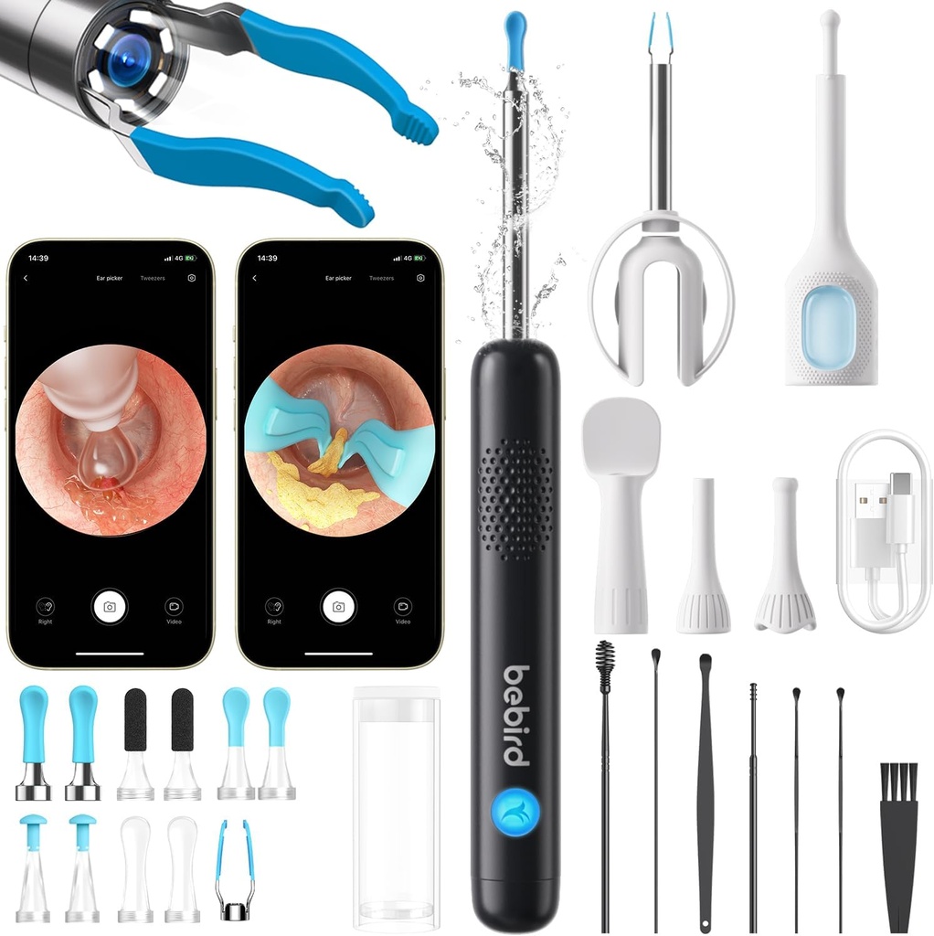 BEBIRD R1 Ultra Ear Wax Removal, Ear Cleaner with Camera Ear Scope, Wax Remove Ear Pick with Ear Otoscope Tweezers, Visual Dropper Cleaning Kit, Ear/Nose/Throat Examination Tool for Family