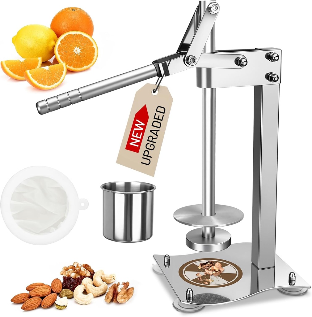 𝙐𝙥𝙜𝙧𝙖𝙙𝙚𝙙 Lemon Smasher Juicer, Professional Heavy Duty Stainless Steel Manual Juicer with Wide Suction Base, Splash Guard & Strainer for Lemon, Lime, Orange