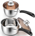 P&P CHEF 1 & 2 Quart Saucepan, Stainless Steel Saucepan with Lid, Small Sauce Pan for Home Kitchen Restaurant Cooking, Easy Clean and Dishwasher Safe