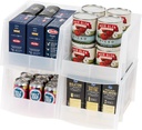 IRIS USA Clear Plastic Stackable Storage Bins, X Large- 4 Pack, Open Front Fridge Pantry Kitchen Closet Cabinet Bathroom Organizer Basket for Organizing Snack, Cans, Office Supplies, and Coffee Pods