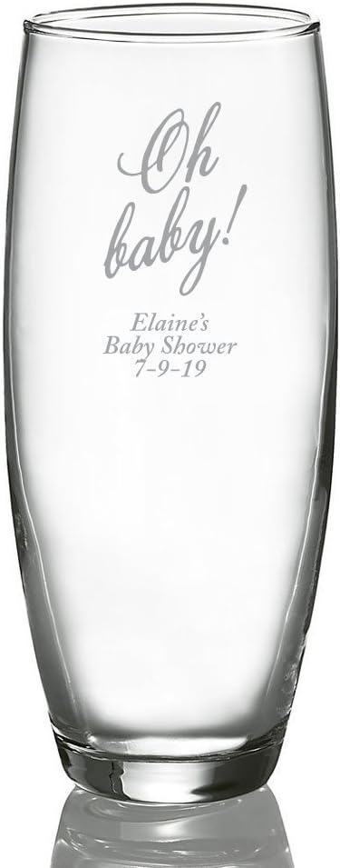 Personalized Color Printed Stemless Champagne Glass - Oh Baby - Silver - 24 pack