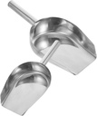 2Pcs Stainless Steel Kitchen Food Scoop Multi Purpose Grain Flour Ice Nut Shovels with Smooth Polished Surface Compact Design for Home Cooking and Storage