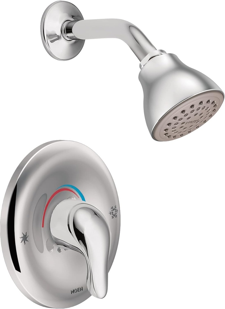 Moen Chrome Single Function Eco-Performance Shower Trim with Showerhead and Lever Handle for Water Temperature Adjustment, Posi-Temp Valve Required, TL182EP
