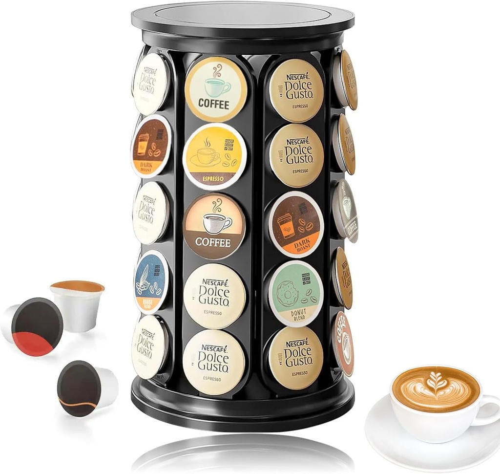 Coffee Pod Organizer Storage Coffee Pod Holder Carousel 360 Degrees Rotation Capacity of 40 Keurig K-Cup pods for Office Home Kitchen Counter Organizer