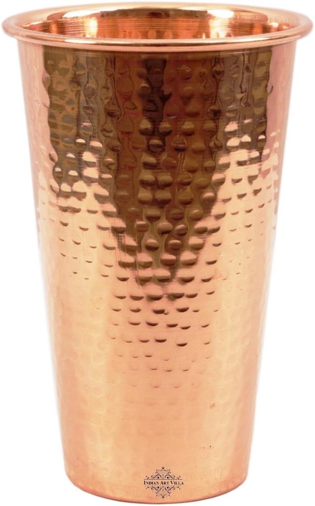 Indian Art Villa Handmade Pure Copper Set Of 6 Glass Cup 19 OZ For Use Drink Water