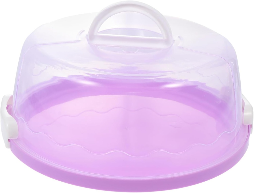 Cabilock 1pc Handheld Cake Storage Box Portable Cake Carrier Handle for Versatile Dessert Box Violet for Birthdays and Home Use