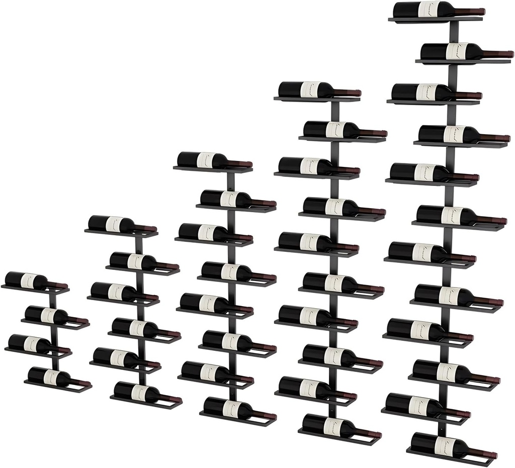 Modern Liquor Bottle Display Shelf for Wine Cellar, Metal Wall Wine Rack, Black Liquor Bottle Display Shelf, Easy Access